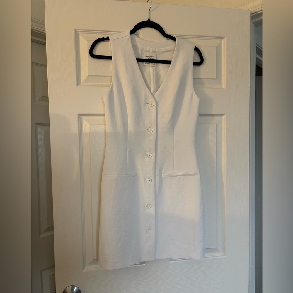Abercrombie & Fitch White Button-Front Mini Dress